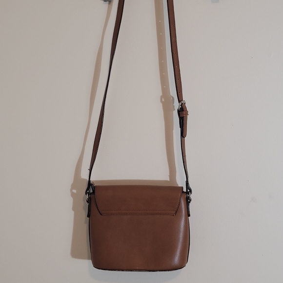 David Jones -- Faux Leather Brown Gator Skin Crossbody Bag - Picture 3 of 13